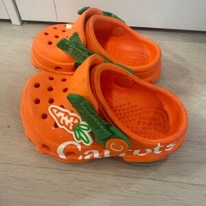 CROCS Kids Clogs - Orange with Green Accents
